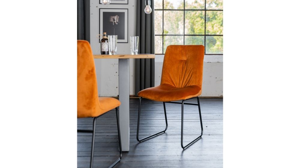 B-Ware KAWOLA Stuhl ZITA Esszimmerstuhl Velvet orange
