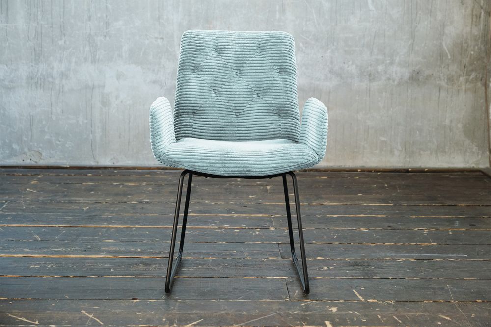 KAWOLA Stuhl NEW CHARME Esszimmersessel Cord hellblau