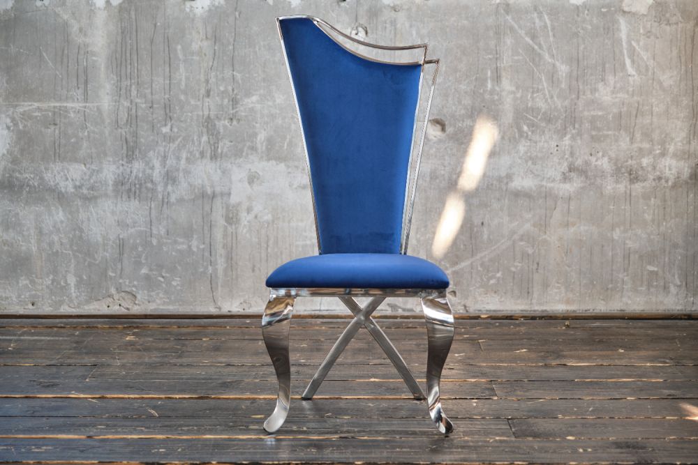 KAWOLA Stuhl AMALIA Esszimmerstuhl Barock Velvet blau