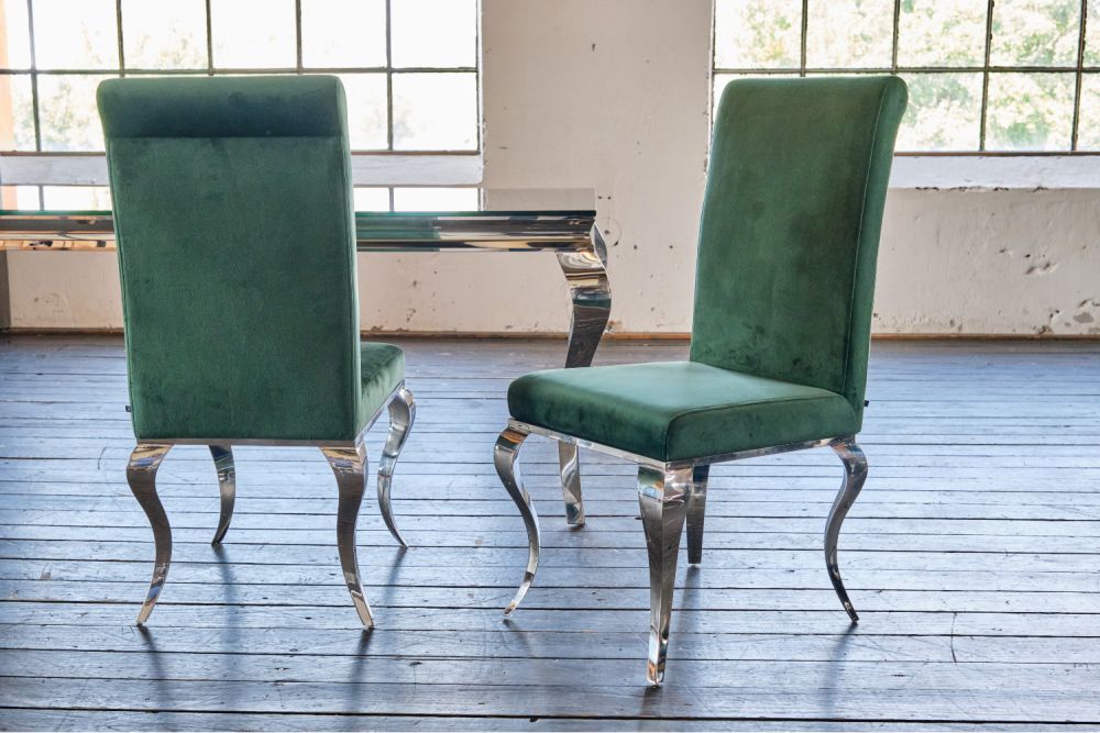 KAWOLA Stuhl LEIA Esszimmerstuhl Barock Velvet grün