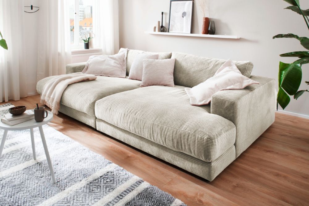 B-Ware KAWOLA Big Sofa MADELINE Cord cremeweiß