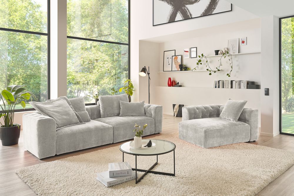 KAWOLA Nierenkissen SEPHI groß Cord Vintage silber