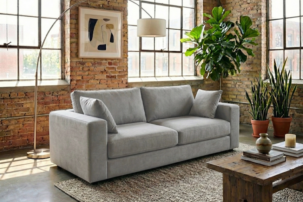 KAWOLA Sofa AMINA 3-Sitzer Stoff taupe
