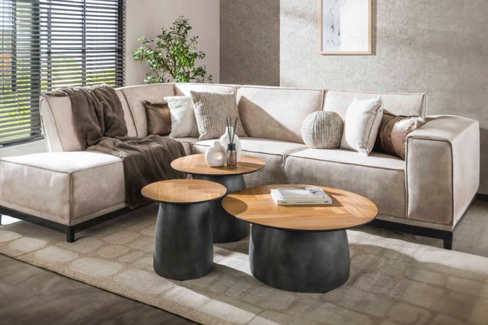 KAWOLA Couchtisch LUJAN Set 3-tlg. Teakholz braun