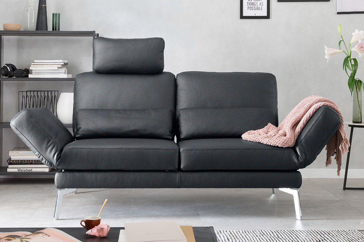 KAWOLA Sofa HURRICANE 2 Sitzer Leder schwarz  - Onlineshop MS Möbel Style