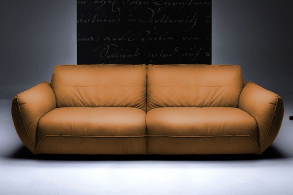 B-Ware KAWOLA Sofa DAVITO 4-Sitzer Megasofa Leder cognac