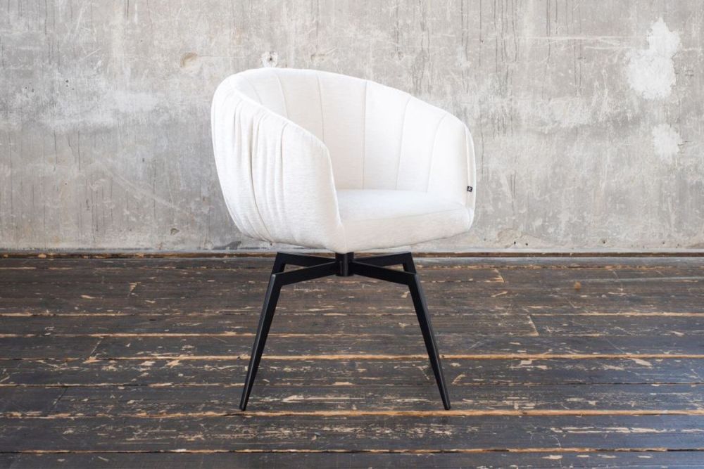 B-Ware KAWOLA Esszimmerstuhl LIMA Drehstuhl Stoff cremeweiß