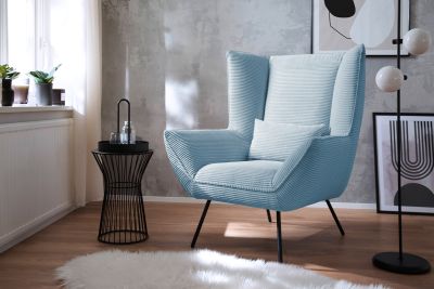 KAWOLA Sessel IVA Relaxsessel Cord hellblau KAWOLA Sessel IVA Relaxsessel Cord hellblau