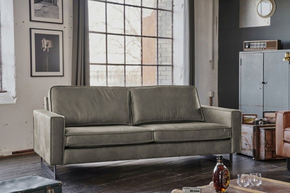 B-Ware KAWOLA Sofa VILNIUS 3-Sitzer Lederfaserstoff anthrazit