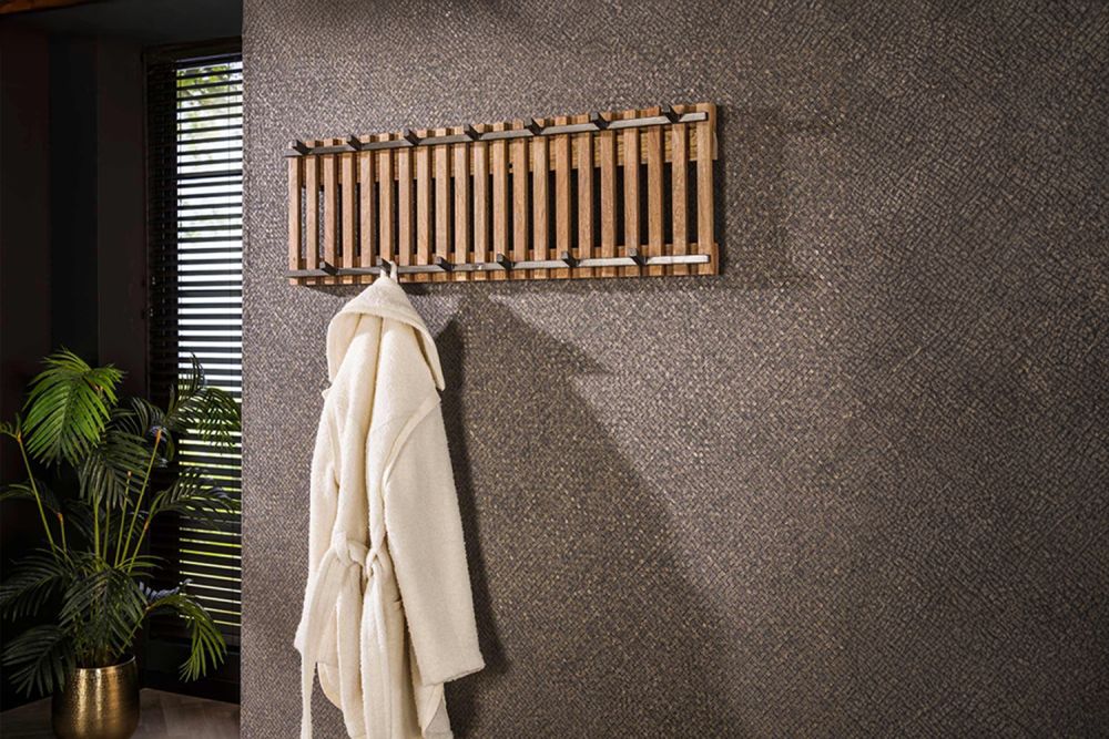 KAWOLA Garderobe JACINTA Mangoholz Metall 13 Haken braun