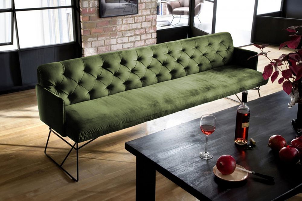 B-Ware KAWOLA Esszimmerbank CHARME Velvet oliv 246cm