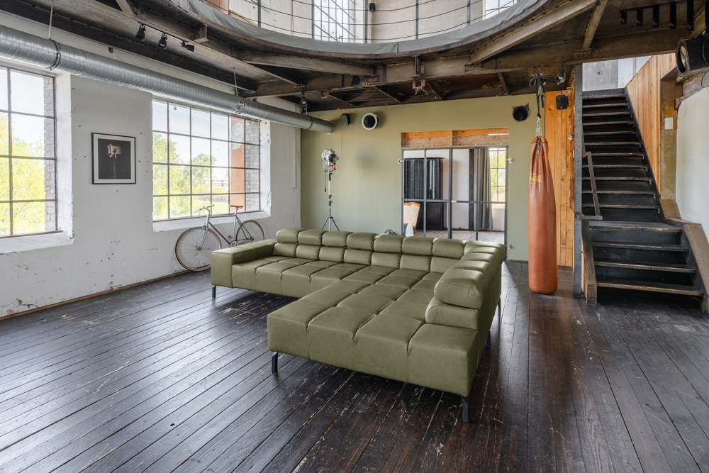KAWOLA Sofa NELSON Ecksofa Leder olivgrün