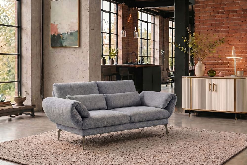 KAWOLA Funktionssofa HOLLY 2-Sitzer Stoff grau