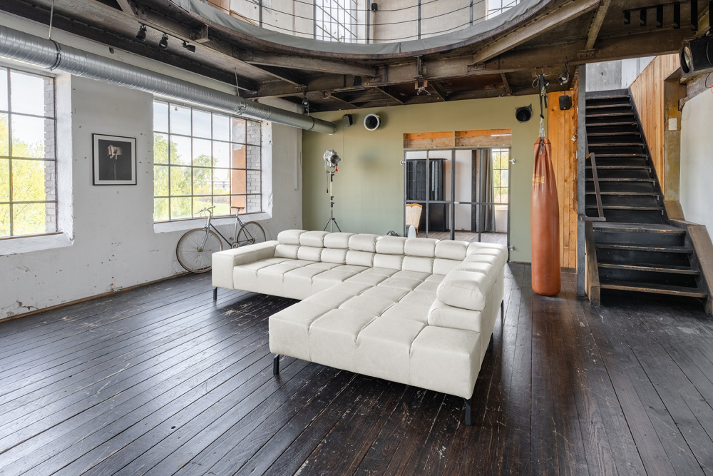 KAWOLA Sofa NELSON Ecksofa Leder hellgrau
